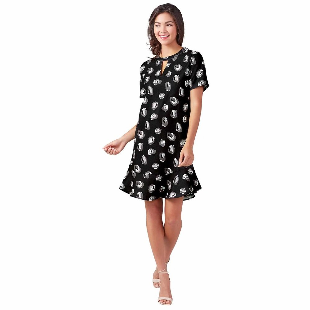 MUD PIE LANA BLACK IKAT FLOUNCE DRESS / NWT / SIZE MEDIUM